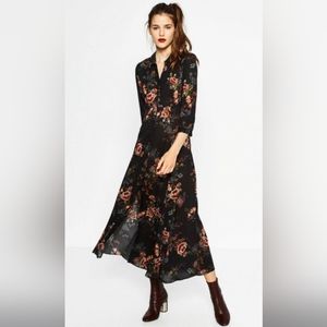 ZARA Blogger Favorite Floral Maxi Shirt Dress